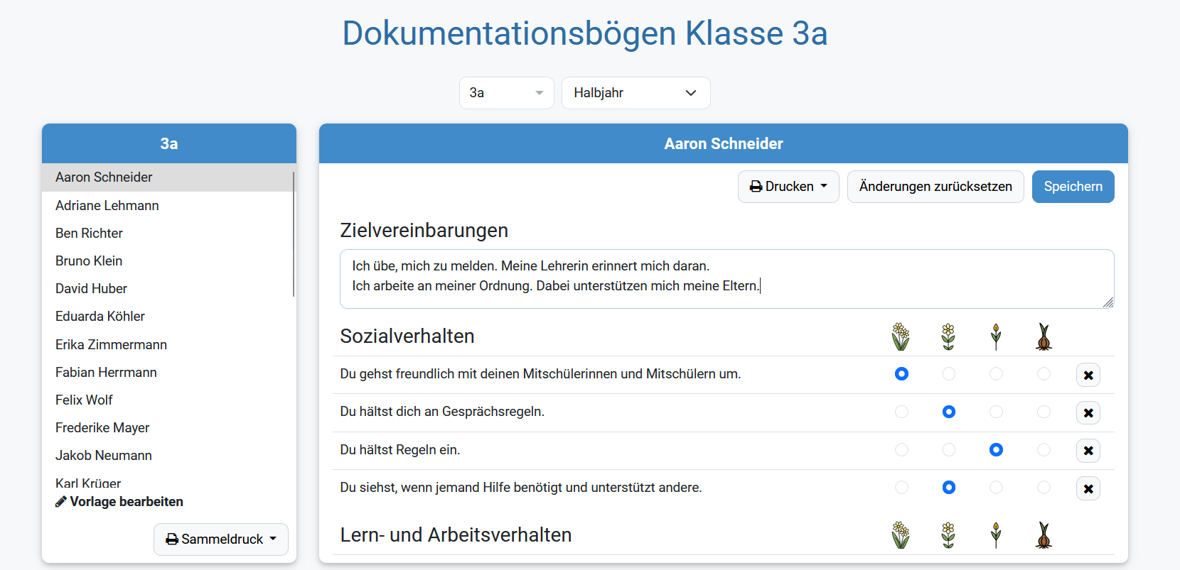 Lehrkräfte dokumentieren das Lernentwicklungsgespräch im Schulmanager